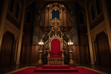 King royal image of a magnificent royal room with golden filigree in a medieval