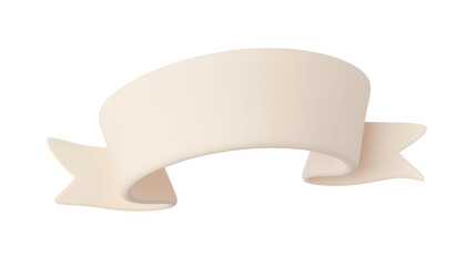 beige banner ribbon 3d render icon isolated on transparent background cutout