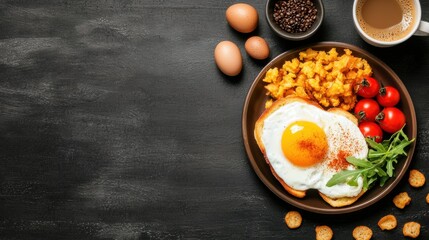 Delicious Breakfast with Eggs and Fresh Ingredients