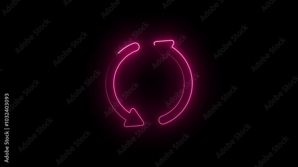 Poster reload icon isolated on black background. 4k ultra hd video motion graphic animation. one arrow cycl