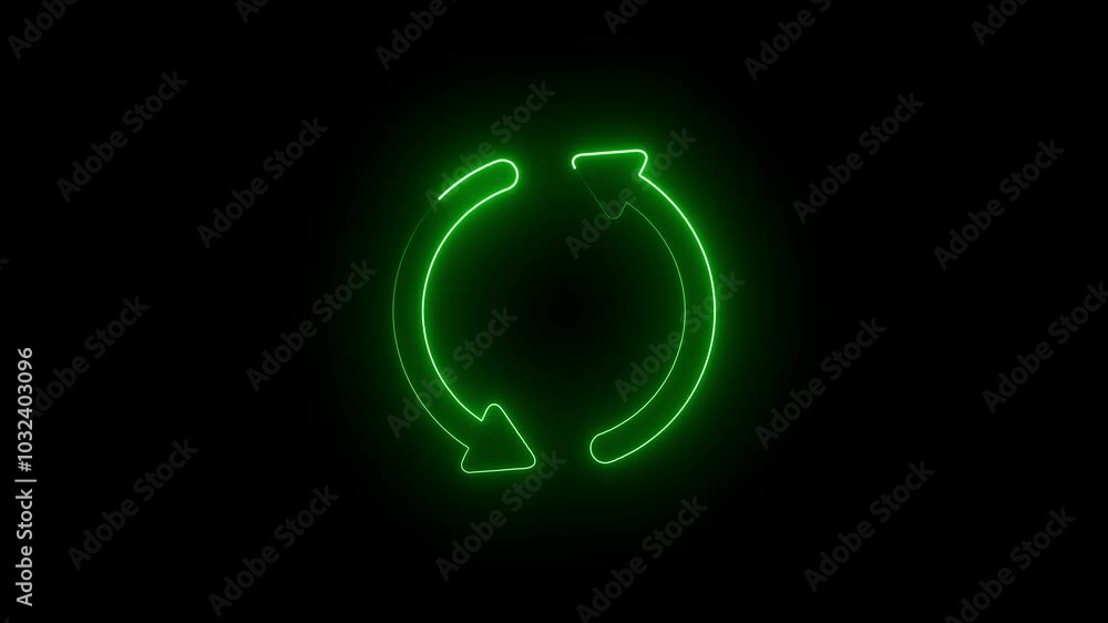 Poster reload icon isolated on black background. 4k ultra hd video motion graphic animation. one arrow cycl