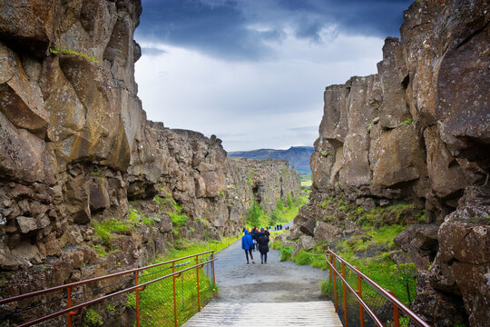 Almannagj&aacute; gorge within &THORN;ingvellir National Park