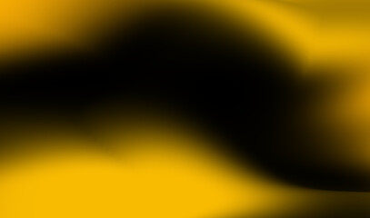 Abstract golden waves flowing smoothly over a dark surface creating a dynamic contrast. Black and yellow gradient blur abstract background wallpaper.