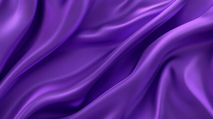 Obraz premium dark purple silk fabric with flowing waves, draped elegantly on a velvet backdrop, creates a luxurious and shiny texture