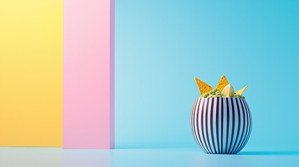 Colorful Dessert Bowl with Bright Backgrounds