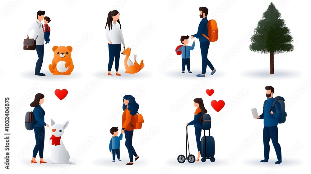 Aufkleber versatile two tone icon set showcasing people in diverse social and professional settings featuring 