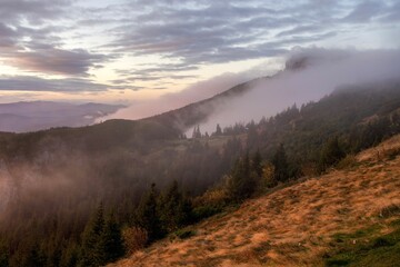 fog in the mountains, Ceahlau Mountains, Romania 