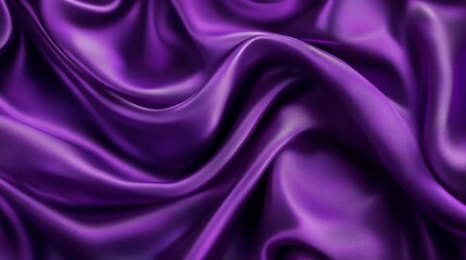 Obraz premium dark purple silk fabric with flowing waves, draped elegantly on a velvet backdrop, creates a luxurious and shiny texture