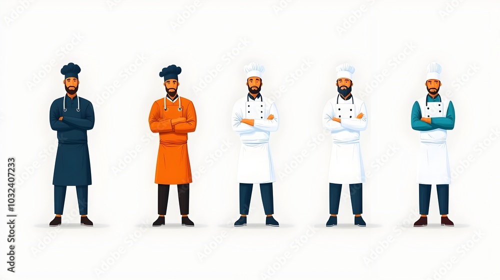 Aufkleber a set of stylized icons representing a diversity of professional roles and occupations featuring a c