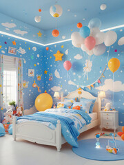 Children's colorful and dreamy playground bedroom