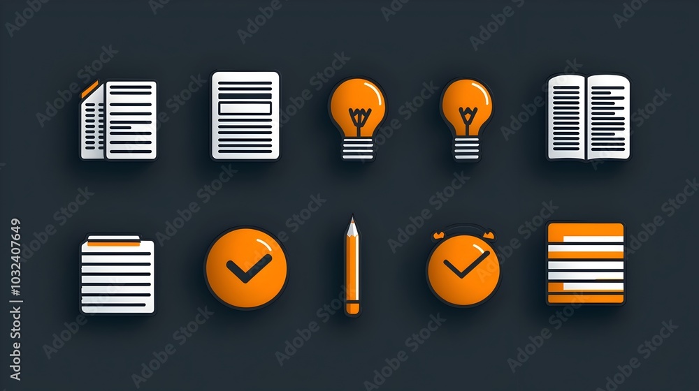 Aufkleber Set of thin line icons representing key elements of modern project management optimization and goal achievement processes  Clean minimalist design suitable for business planning strategy