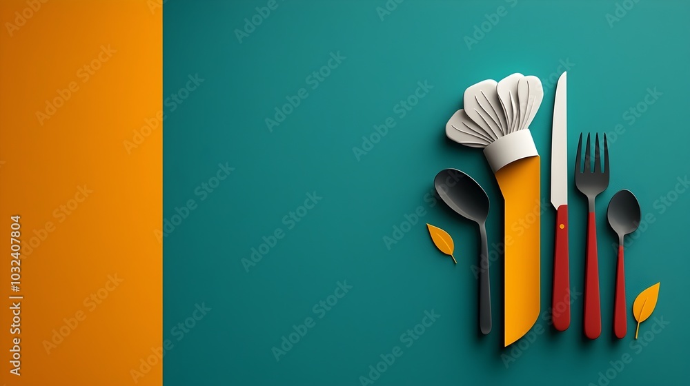 Poster minimalist catering icon set featuring a graphic collection of simple icons including a fork spoon k