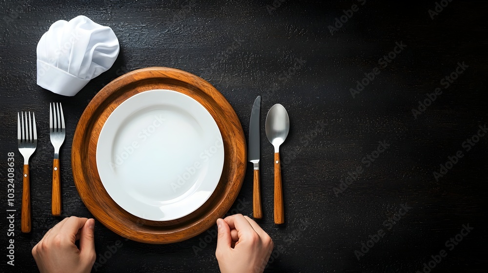 Aufkleber Elegant icon set featuring a modern and minimalist design of classic catering and dining elements including a plate fork spoon and chef hat  Perfect for hospitality restaurant