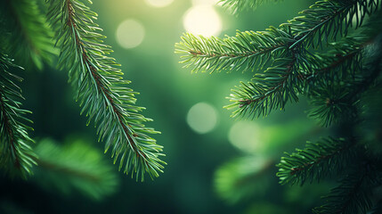 Beautiful Close-Up of Pine Branches with Blurred Background