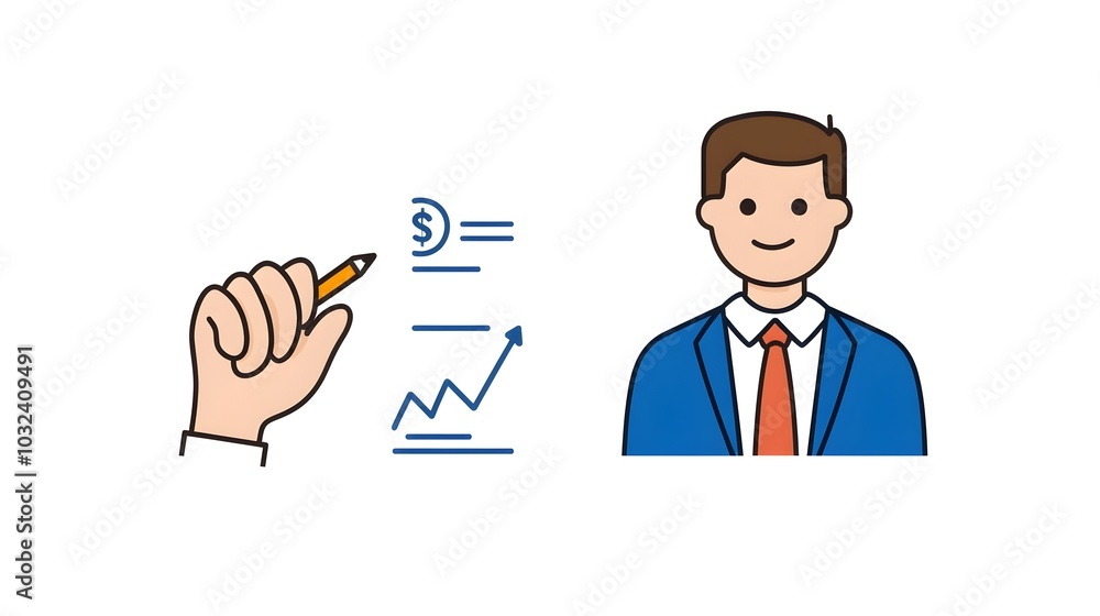 Poster Thin line handwritten style icon set featuring evaluation inspection statistics and reporting elements on a white background  These icons can be used for data analysis information visualization