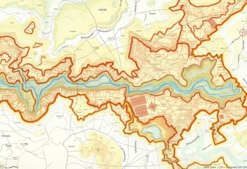 Fototapeta premium Hybrid Horizons Blended layered maps combining disparate scales