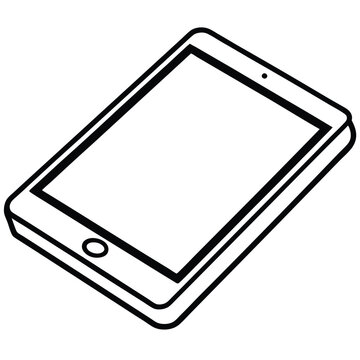 black and white tablet device clip art preview