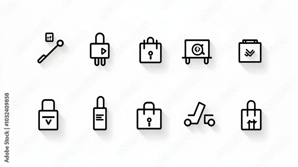 Poster comprehensive line icon set showcasing reception desk services client assistance and supportive staf