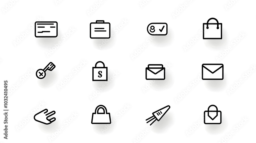 Aufkleber line art icons for reception desk featuring cashier assistance and reservation elements in a busines