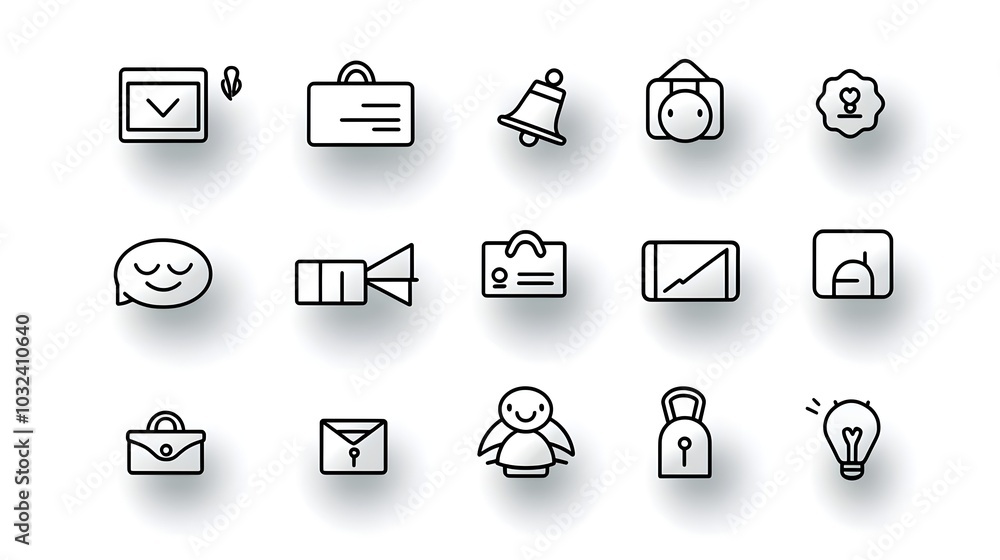 Leinwandbilder Stylish and Functional Hotel Reception Desk Icon Set Featuring Line Representations of Key Services and Symbols for the Hospitality Industry