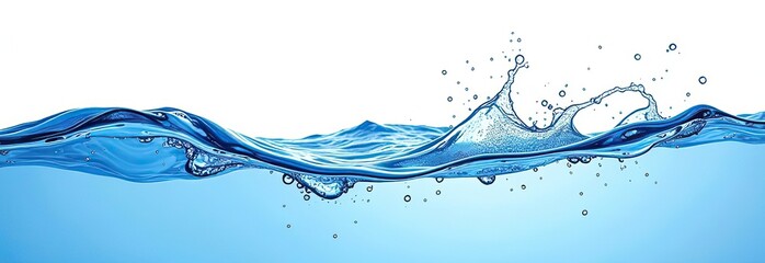 Summer background and banner with water, splash and waves in vector abstract shape