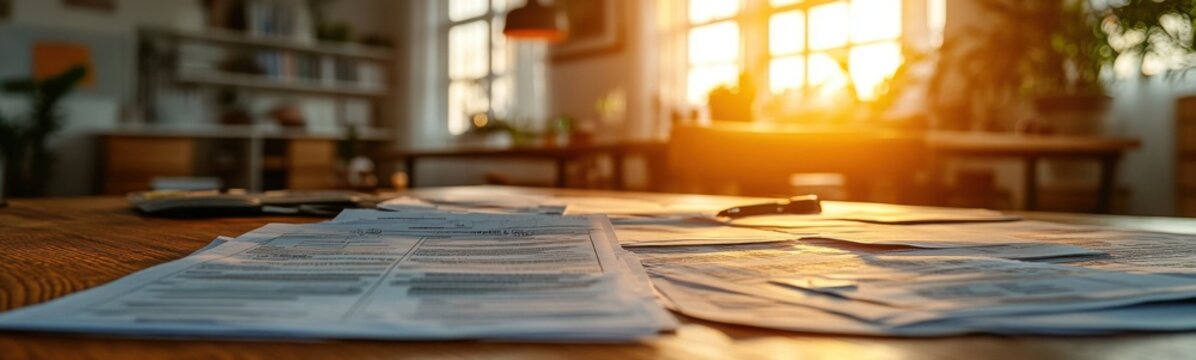 Tax forms and documents on a table with a laptop and a phone