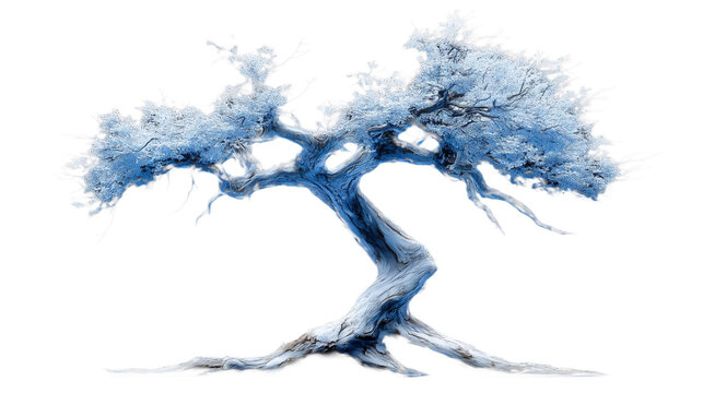  An old, dead tree with many branches and roots, a vector graphic