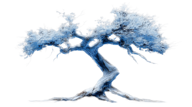  An old, dead tree with many branches and roots, a vector graphic