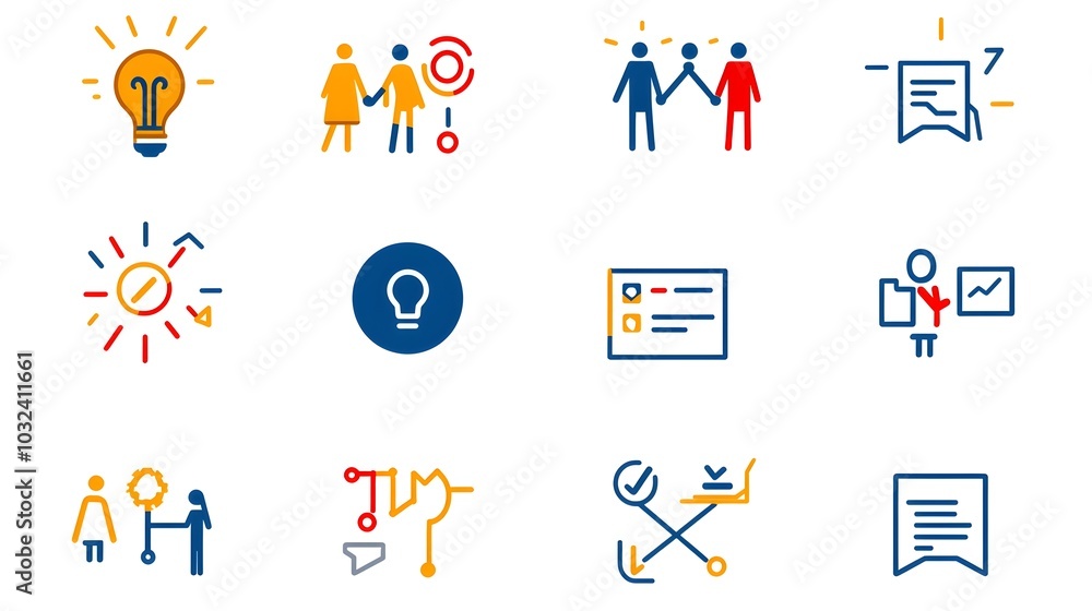 Aufkleber Elegant thin line icons representing the concepts of business networking team building community and connection  Suitable for organizational and company use in digital and print media