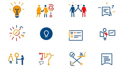 Fototapeta premium Elegant thin line icons representing the concepts of business networking team building community and connection Suitable for organizational and company use in digital and print media