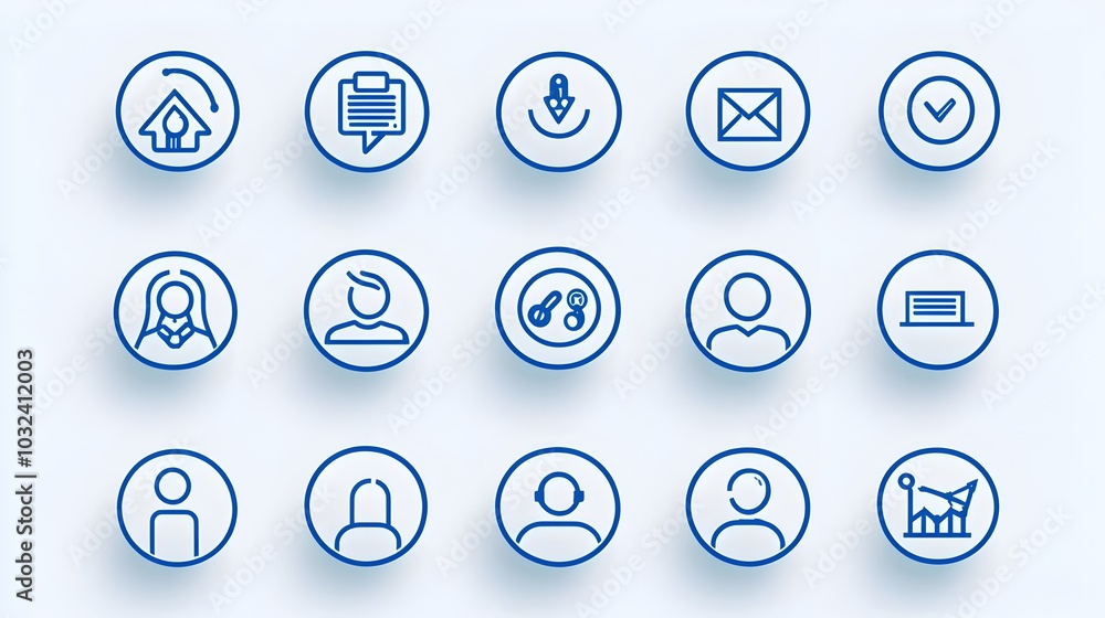 Aufkleber minimalist thin line icons showcasing the various elements of company hierarchy leadership team dyna