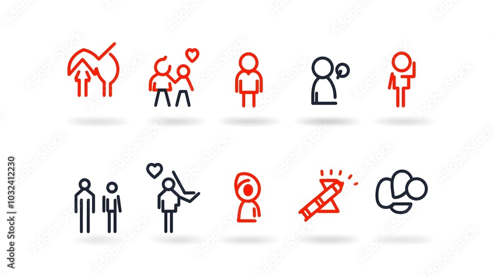 Aufkleber Thin line icon set representing people business community designed with clean lines for professional and organizational themes