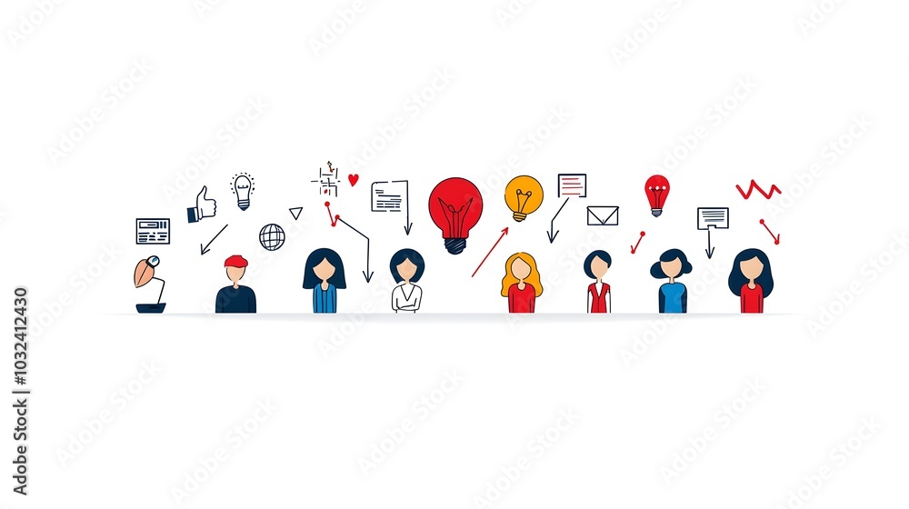 Leinwandbilder minimalist depicting a group of human figures in a thin line style representing themes of business c