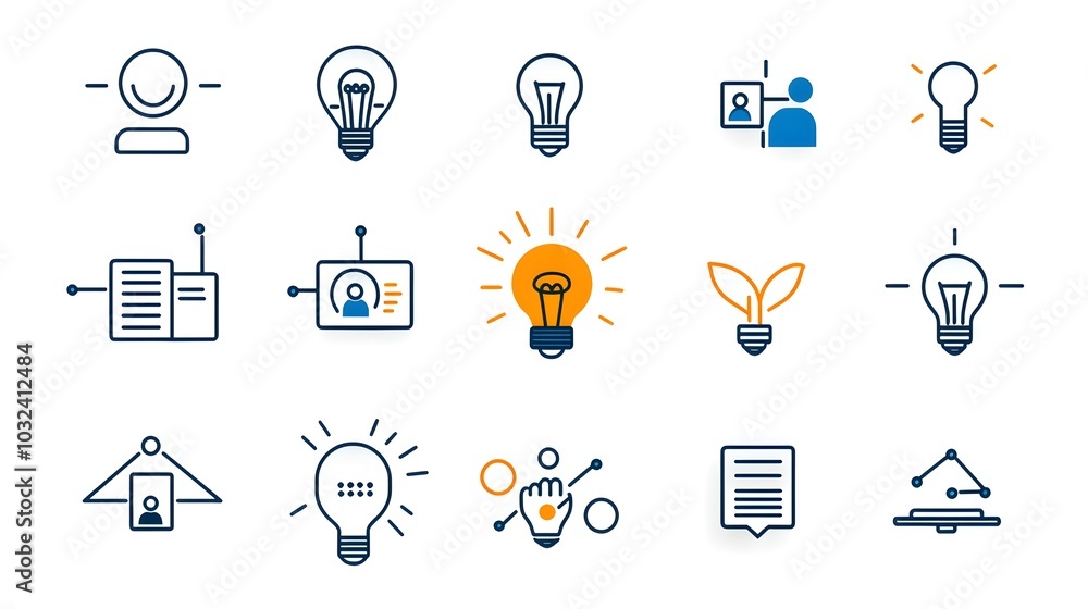 Aufkleber Sleek and minimalist of organizational icons with thin lines showcasing the concepts of business hierarchy team community building in a modern streamlined style