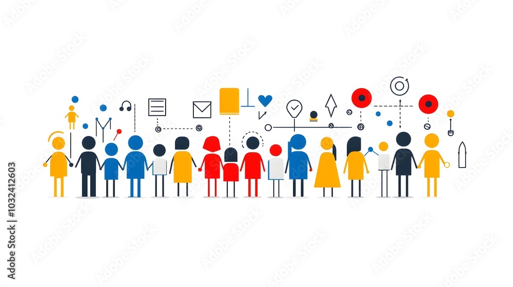 Aufkleber Thin line icon set depicting group dynamics community engagement and audience participation  Minimal outline design elements perfect for organizational digital and business applications