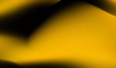 Abstract golden waves flowing smoothly over a dark surface creating a dynamic contrast. Black and yellow gradient blur abstract background wallpaper.