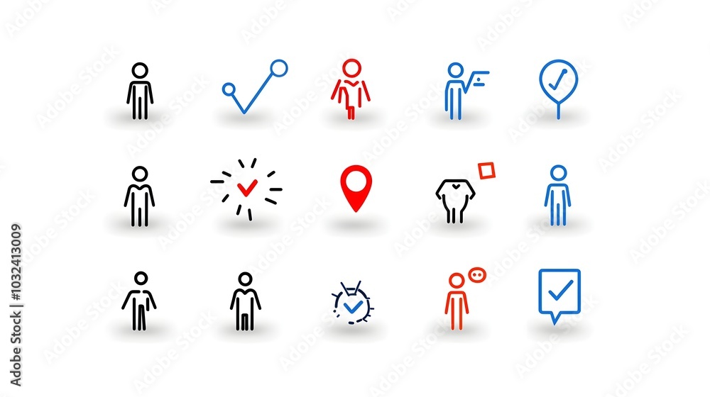 Poster thin line icon set depicting people human figures and teams highlighting organization community and 