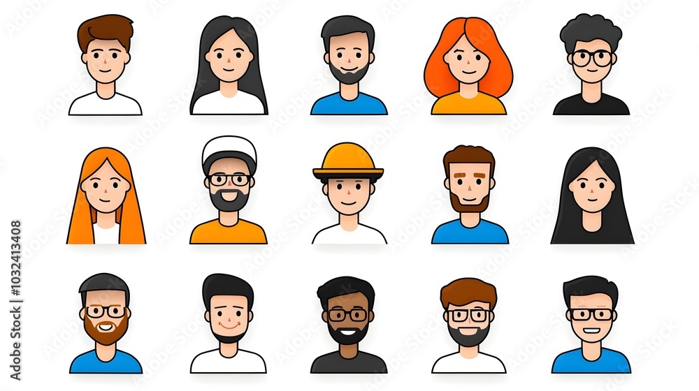 Aufkleber Elegant thin line icons displaying people group members and community participation with a focus on organization population and teamwork in a minimalist abstract design