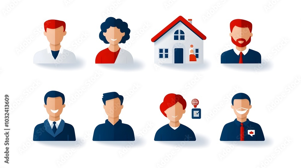Poster Sleek featuring a set of thin line icons that symbolize the concepts of community interaction  The clean minimal and modern design conveys a sense of professionalism efficiency