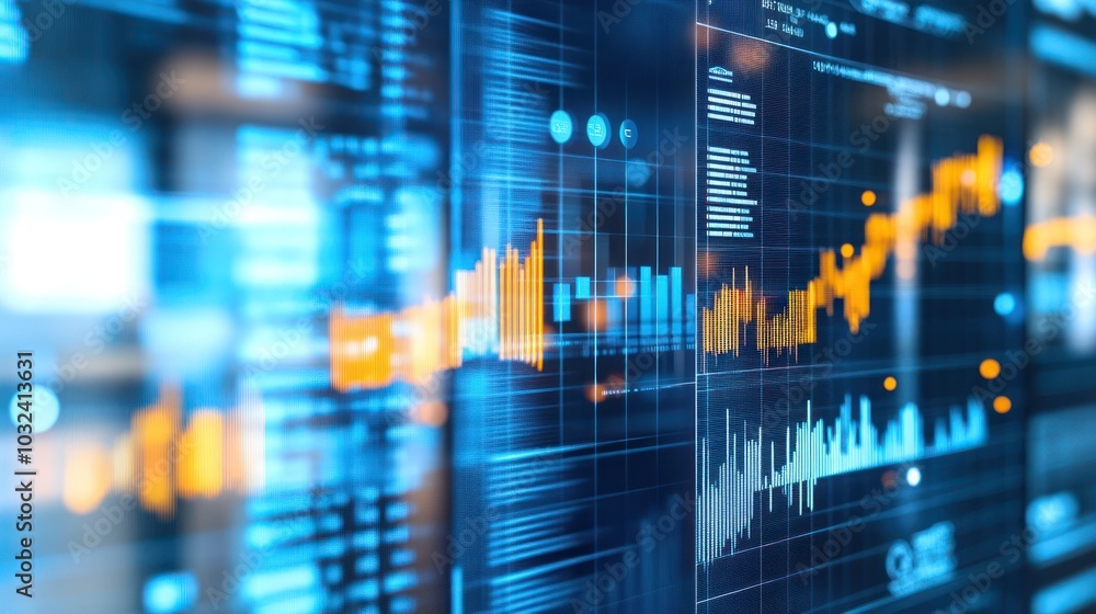 Poster Close-up of a Digital Screen Displaying Financial Data