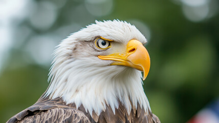 Obraz premium Majestic bald eagle close up with piercing gaze in natural habitat