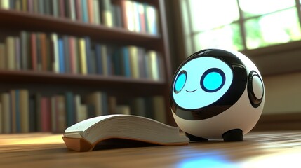 A Friendly Robot Learning with a Book