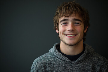 Fototapeta premium Portrait of smiling white cute teenage boy