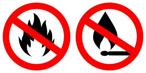 No fire vector sign, flame forbidden symbol