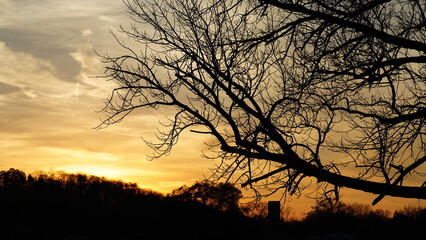 The beautiful sunset sky view with the colorful clouds as background
