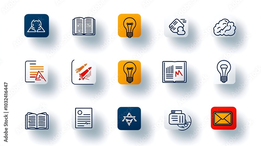 Poster elegant thin line icons depicting the concepts of knowledge intelligence and thoughtful cognition th