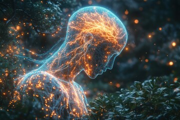 Ethereal Human Form with Glowing Energy Effect