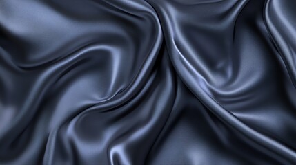 Obraz premium Black satin fabric with smooth, soft, shiny texture, ideal for luxury fashion, decoration, or backdrop