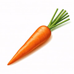 fresh orange carrot with green tops on white background