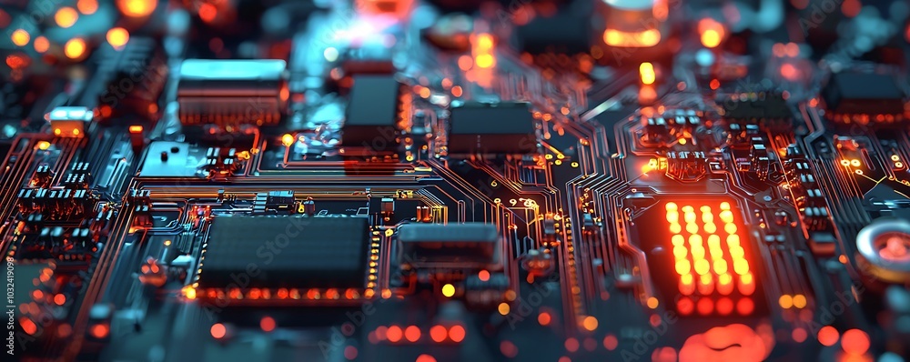 Aufkleber detailed portrayal of modern digital circuits in an abstract emphasizing complex networks.